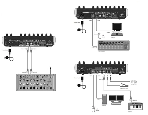Схемы подключения к X-TOUCH COMPACT Схемы подключения к X-TOUCH COMPACT