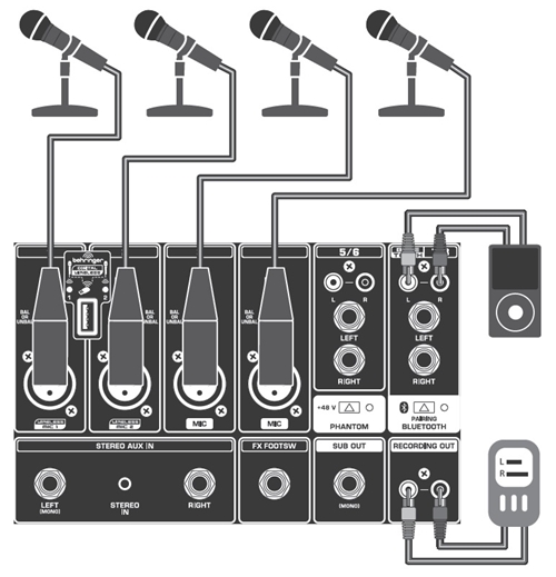 Схема подключения BEHRINGER PPA2000BT_1